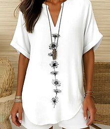economico -Per donna Camicia Boho Floreale Grafico Elegante Tropicale Quotidiano Senza Maniche Manica Corta Scollo a V Top Regolari Quotidiano Ferie Abbigliamento mare Nero Bianco Rosso Blu Verde Estate