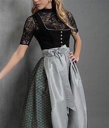 economico -Birra Oktoberfest Oktoberfest Vestito Dirndl Abiti tradizionali Cameriera Bavarese Tedesco Prati Per donna Carnevale Feste Festa della birra Panno in stile tradizionale Vestito Grembiule Senza