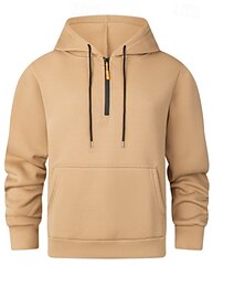 abordables -Hombre Sudadera Sudadera con capucha y cremallera de un cuarto Negro Vino Azul Marino Color Camello Con Capucha Plano Bolsillo Deporte Diario Festivos Poliéster Ropa de calle Básico Casual Primavera