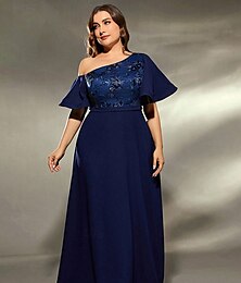billige -A-linje kveldskjole elegant kjole formell bryllup gulvlengde kort erm en skulder sateng med folder