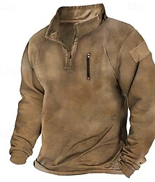 abordables -Hombre Sudadera Sudadera con un cuarto de cremallera Negro Verde Ejército Azul Marino Color Camello Gris Media cremallera Plano Deporte Diario Festivos Algodón Ropa de calle Básico Casual Primavera