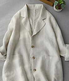 economico -Per donna Blazer Confortevole Traspirante Tasca Bottoni Casual Semplice Ufficio Streetwear Casuale Abbigliamento quotidiano Monopetto Regolare Collo ripiegato Vestibilità comoda Manica Lunga