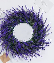 abordables -Couronne de lavande artificielle de 40 cm pour porte d'entrée, décoration murale intérieure, décoration de mariage et accessoire de photographie