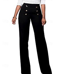 economico -Per donna Gamba larga Pantaloni Eleganti Streetwear Casual Lunghezza intera Naturale Semplice Elastico in vita All'aperto Confortevole Vacanza Uscire Rosso violaceo Nero Bianco Blu Autunno