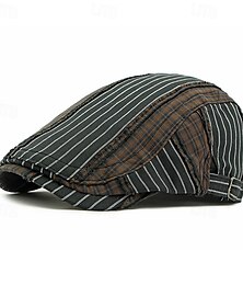billiga -Herr Platt mössa Ascot hatt Newsboy hatt Svart Rubinrött Bomull Mode Ledigt Gata Dagligen Rutig Justerbara Solskyddskräm Andningsfunktion