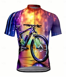abordables -Hombre Maillot de Ciclismo Manga Corta Bicicleta Maillot Camiseta con 3 bolsillos traseros Resistente a los rayos UV Secado rápido Cremallera delantera Bandas Reflectantes Morado Deportes Ropa