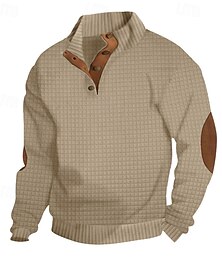 economico -Per uomo Maglia Nero Bianco Verde militare Cachi Grigio Colletto Mao Semplice Patchwork Quotidiano Ferie Uscire Poliestere Streetwear Casual Primavera Autunno Abbigliamento Felpe con cappuccio Felpe