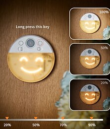 economico -1 pz. Luci con sensore, ricaricabili tramite USB, luce emoticon portatile con trasformazione multi-espressione, lampada da parete con sensore intelligente, illuminazione divertente e creativa, adatta