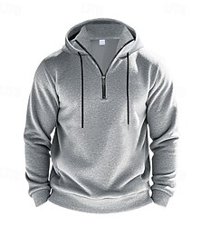 abordables -Hombre Sudadera Sudadera Con Capucha Sudadera con capucha de lana Albaricoque Rojo tinto Negro Blanco Rojo Con Capucha Bloque de color Cerrar Bloque de Color Cremallera de un cuarto Deporte Diario