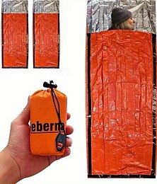 billige -Nødoverlevelsessovepose med PVC-isolasjon, vanntett med snøring, kompakt og praktisk, veldig egnet for camping og utendørs utforskning, utendørs overlevelsesutstyr