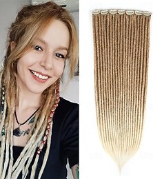 abordables -Extensions de cheveux à clipser pour dreadlocks, 4 pièces, extensions synthétiques de 24 pouces, brun clair à blond, longues, naturelles, douces et fines, dreadlocks de 0,6 cm de largeur pour femmes