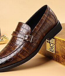 preiswerte -Herren-Loafer aus dunkelbraunem Kunstleder mit Krokodilmuster – Business-Casual-Schuhe zum Hineinschlüpfen fürs Büro und Dinnerpartys