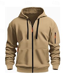 olcso -Férfi Zip Up kapucnis pulóver Kapucnis felsőrész Fekete Fehér Bor Katonai zöld Rubin Kapucni Sima Cipzár Színes Sport & Szabadtéri Hétköznapi Napi Poliészter Menő Alkalmi Sportos Tavasz & Ősz Ruházat