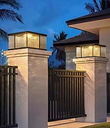 economico -Lampada da esterno in metallo, moderna, per ingresso in cortile, con colonna per esterni, con alloggiamento in acciaio inossidabile, luci da esterno per pilastri da patio, 110-240 V, 20 W.