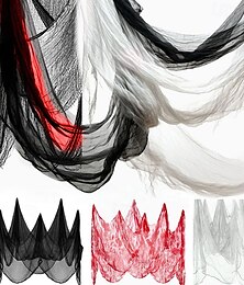 お買い得  -ハロウィーンの不気味な布 7 x 33 フィート (2.15 x 10 m) 破れたガーゼ生地、血痕の吊り下げ装飾、不気味なお化け屋敷の屋外庭のシーンの小道具、ゴーストパーティーの雰囲気のドレープ