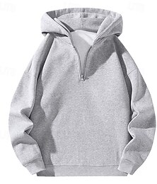 economico -Per uomo Felpa con cappuccio Felpa con cappuccio e zip corta Felpa con cappuccio in pile Nero Grigio Con Cappuccio Mezza zip Semplice Con zip Zip a un quarto Sport & Outdoor Casuale Quotidiano