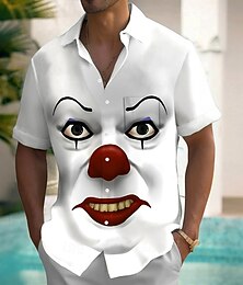 economico -Per uomo Divertente Pagliaccio Camicia Camicia Estiva Camicia con Bottoni Manica Corta Moda Casual All'aperto Vacanza Abbigliamento Quotidiano Estate Primavera Collo ripiegato Stampa 3D camicie con
