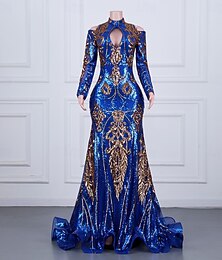 preiswerte -Meerjungfrau  Trompeten Abendrobe elegantes Kleid formal Abschlussball Gerichts Zug Kurzarm Königin Anne mit Pailletten
