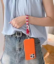 baratos -Nova corrente criativa para celular com emenda de cores, universal e versátil, corda curta portátil, durável e anti-perda, para pendurar celular