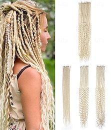 billige -30 tommer 30 tråder SE dreadlock-extensions 3-i-1 blandede syntetiske dreads-extensions 613 blond krøllete &rett &Boho single-ended dreads extensions hippie-stil dreadlocks for kvinner