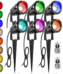 abordables -Spots LED d'extérieur pour jardin, éclairage paysager RVB à changement de couleur, projecteur étanche avec prise &télécommande pour décoration d'arbre de chemin de jardin de maison