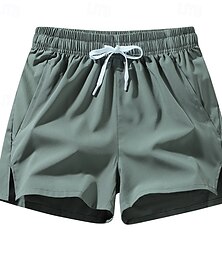 お買い得  -男性用 ランニングショーツ ポケット 弾性ウエストバンド ボトムズ アスレイジャー ジム用 いい結果 速乾性 高通気性 ランニング ヨガ レギュラー スポーツウェア アクティブウェア ソリッド ルビーレッド ブルー グリーン