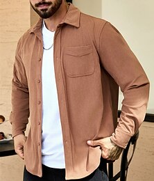 abordables -Hombre Chaqueta ligera Chaqueta de Pana Chaqueta casual Vacaciones Diario Resistencia al desgaste Bolsillo Primavera Otoño Plano Moda Clásico Diseño Regular Negro Azul Marino Color Camello Marrón