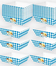abordables -Lot de 20 plateaux de nourriture pour fête de l'Oktoberfest, boîtes à collations en papier jetables avec drapeau bavarois, conteneurs de poulet pop-corn pour fête de la bière allemande pour
