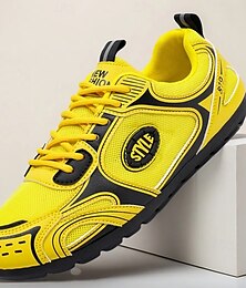 abordables -Baskets de sport jaunes pour homme avec détails noirs – légères et respirantes, idéales pour la course à pied, le sport et un style de vie actif