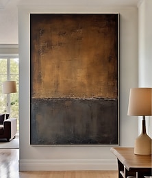 abordables -Mintura peint à la main abstrait noir marron peintures à l'huile sur toile moderne abstrait mur art photo pour la décoration de la maison prêt à accrocher avec cadre tendu