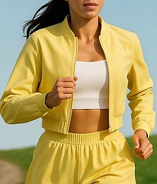 abordables -Mujer Chaqueta para correr Chaqueta para exteriores Full Zip Manga Larga Abrigos Deportivo Protección Solar Ligero Enfriamiento UV Tenis Golf Corriendo Ropa de deporte Ropa de Deporte Color sólido
