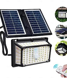 economico -Luci solari da esterno a 190 LED, luci solari portatili con sensore di movimento, 3 modalità, faretti a clip, doppio pannello solare, luci di sicurezza da giardino, 1 pezzo