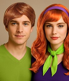 economico -daphne parrucca mersi delle donne orange parrucche per daphne cosplay lungo zenzero parrucca parrucche di capelli di rame per il partito cosplay solo parrucca