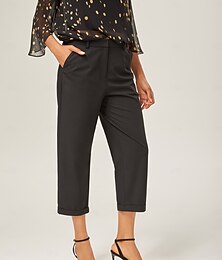 baratos -Mulheres Feminino Calças Cropped Mimolet Elegante Casual Preto Todas as Estações XS S M