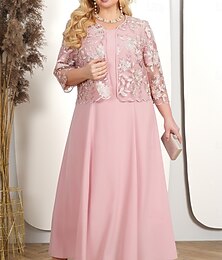 preiswerte -Damen Übergröße Halbformelles Kleid Einfarbig Rundhalsausschnitt Halbarm Sommer Frühling Elegant Midikleid Formell Party Kleid