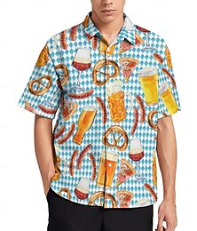 preiswerte -Bayerisch München Deutsch Hawaiihemden Aloha-Hemd Bier Wurst Brezel Grafik für Herren Erwachsene 3D-Druck  für Karneval Oktoberfestbier Urlaub Party