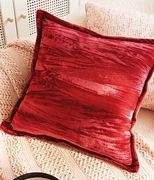 abordables -Housse de coussin décoratif texturé rouge automne hiver 1PC housse de coussin carrée douce exotique pour canapé chambre salon fauteuil