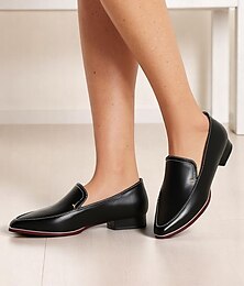 ieftine -Pentru femei Mocasini Birou Muncă Toc Jos Vârf ascuțit Afacere minimalism Imitație Piele Loafer Negru