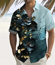 economico -Per uomo Sfumatura Stampa Floreale Fiori Camicia hawaiana estiva Camicia con Bottoni Camicia Aloha Manica Corta Hawaiano Ferie Abbigliamento mare Estate Primavera Collo ripiegato Stampa 3D camicie