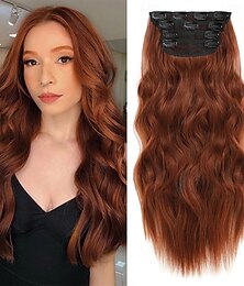 economico -Extension per capelli ricci con clip, 4 pezzi, lunghe, ondulate, sintetiche, spesse, con doppia trama in fibra, per capelli da donna, testa intera