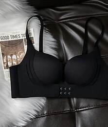 baratos -Mulheres Lingerie Sensual Sutiã Frente ÚnicaNightwearFibra Sintética Elastano Cor Sólida Roupa Íntima Preto Branco Marron Bege Cinzento Primavera Verão Outono & inverno