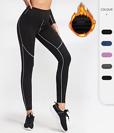 お買い得  -女性用 ピラティスレギンス スポーツパンツ フィットネスレギンス ウォーム ハイウエスト ピラティス ジム ズンバ ボトムズ ブラック ブルー パープル 秋 冬 スポーツ アクティブウェア マイクロエラスティック