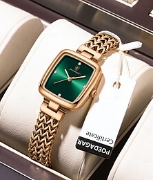 abordables -Reloj cuadrado de lujo para mujer, resistente al agua, de acero inoxidable, de cuarzo, elegante, para vestir