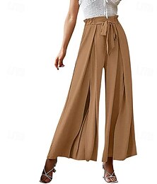 economico -Per donna Gamba larga Pantaloni Eleganti Streetwear Casual Lunghezza intera Naturale Semplice Tasca Coulisse Design con Coulisse Elastica All'aperto Confortevole Weekend Abbigliamento casual alla moda