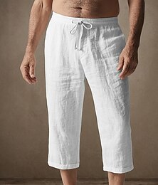ieftine -Bărbați Pantaloni Capri Pantaloni scurți din in Pantaloni scurți de vară Pantaloni scurți de plajă Buzunar Talie elastică Cordon Simplu Confort Respirabil Lungime gambă Vacanță Concediu Plajă