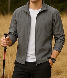 preiswerte -Herren Outdoorjacke Wanderjacke Außen Wasserdicht Sonnenschutz Atmungsaktiv Schnelltrocknend Wanderoutfits Wanderbekleidung Frühling Herbst Jacke Tennis Golfspiel Laufen Tarnung Dunkelgrau Schwarz
