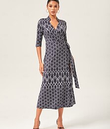 abordables -robe portefeuille extensible à imprimé géométrique