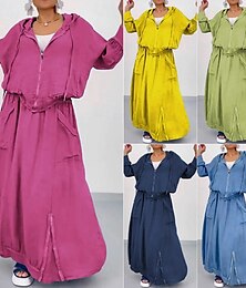 abordables -Mujer Activo Moda Blusa Conjuntos de pantalones Manga Larga Con Capucha Color sólido Frunce Vacaciones Casual Diario Negro Gris Oscuro Verde Trébol Otoño Ajuste regular