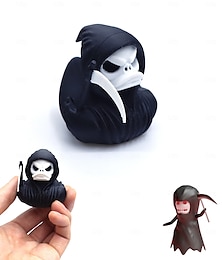 levne -Halloweenská 3D tištěná figurka kachny smrtky, ozdoba na smrtící kachnu, strašidelná kostlivá socha kachny pro halloweenskou dekoraci, gotický pryskyřičný sběratelský dárek kachny smrtky.