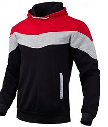 abordables -Hombre Sudadera Negro Azul Marino Azul Piscina Naranja Caqui Con Capucha Bloque de color Retazos Deporte Diario Festivos Poliéster Ropa de calle Básico Casual Primavera Otoño Ropa Sudaderas con